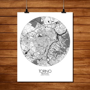Turin carte ville city map rond