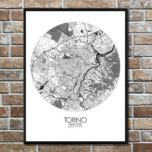 Turin carte ville city map rond