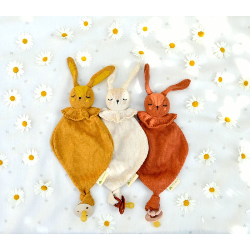 Doudou attache tétine lapin caramel (LERO LERO KID) - Image 2
