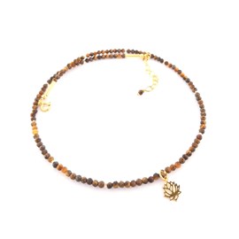 Collier oeil de tigre fleur de lotus
