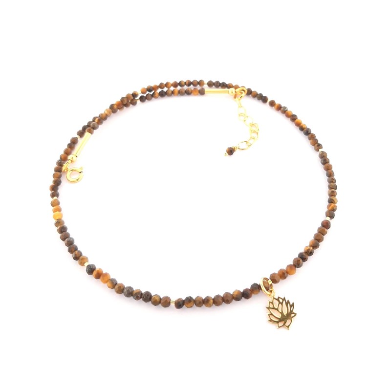 Collier oeil de tigre fleur de lotus
