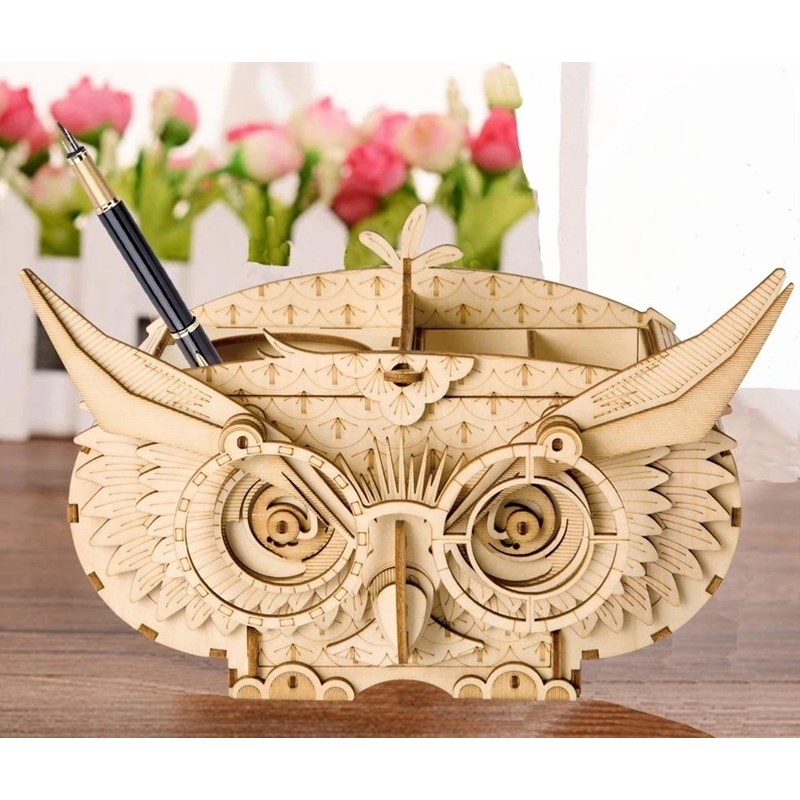 Porte-crayons chouette