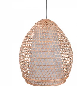 Suspension bambou avec abat-jour blanc