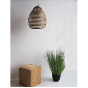 Suspension bambou avec abat-jour blanc