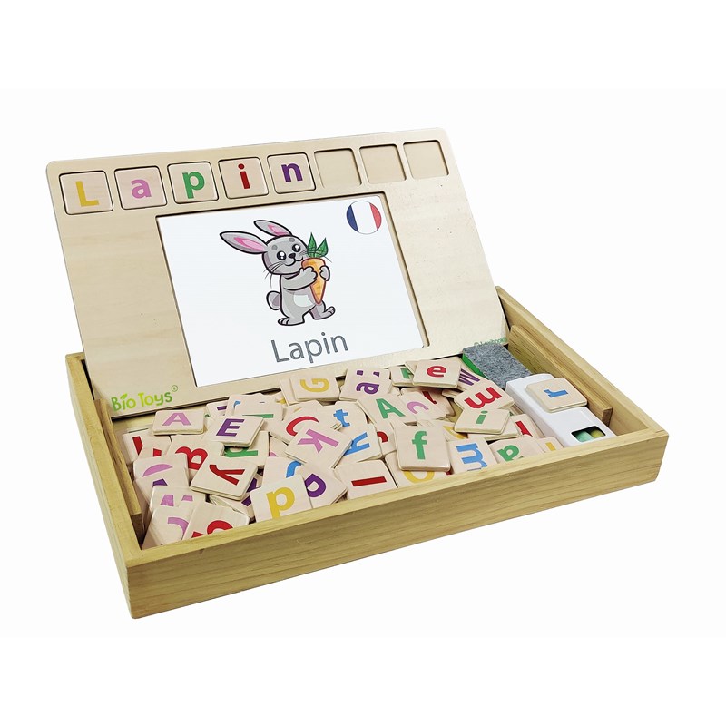 Bio toys l’ecole des mots bilingue français- anglais - jeu en bois