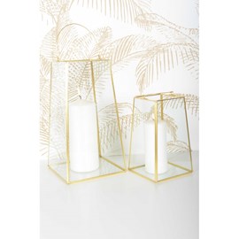 Lanterne bord doré avec anse h30cm