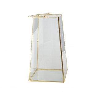 Lanterne bord doré avec anse h30cm