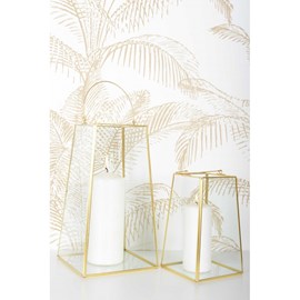 Lanterne bord doré avec anse h20cm