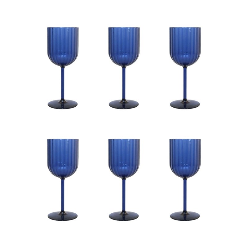 Verres à vin bleu en acrylique - lot de 6