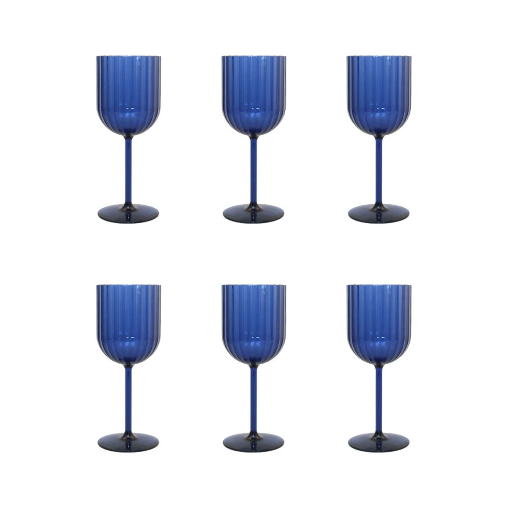 Verres a vin bleu 20cm - lot de 6