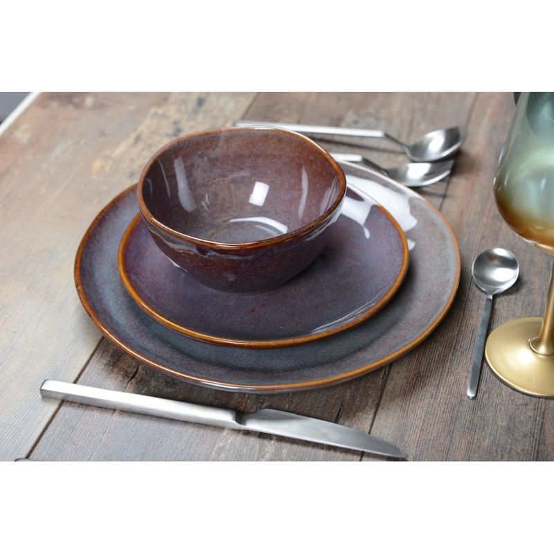 Assiette plate bordeaux - lot de 6