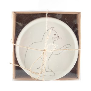 Assiettes a dessert chat noir et blanc - lot de 4