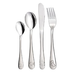 4 couverts enfant inox - animaux gravé