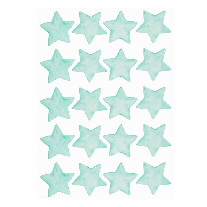 CHOCOVENYL - Stickers étoiles aquarelle  turqoise