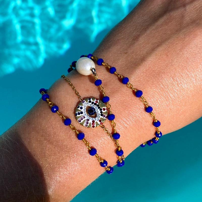 The Good Karma Shop - Bracelet evil eye oeil bleu - or