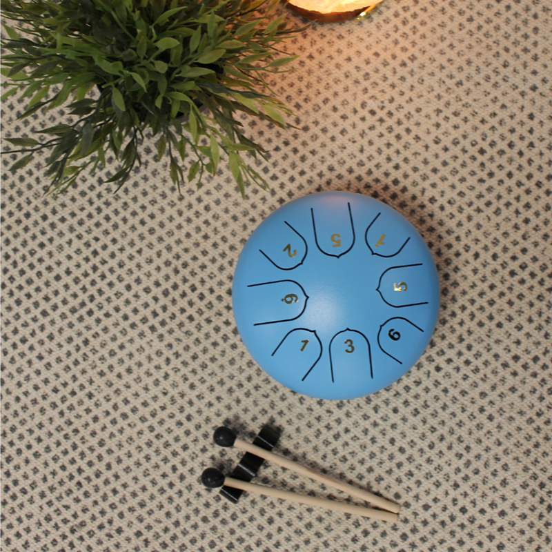Mini tongue drum bleu diamètre 15 cm