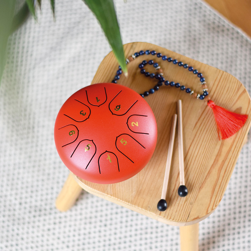 Mini tongue drum rouge diamètre 15 cm