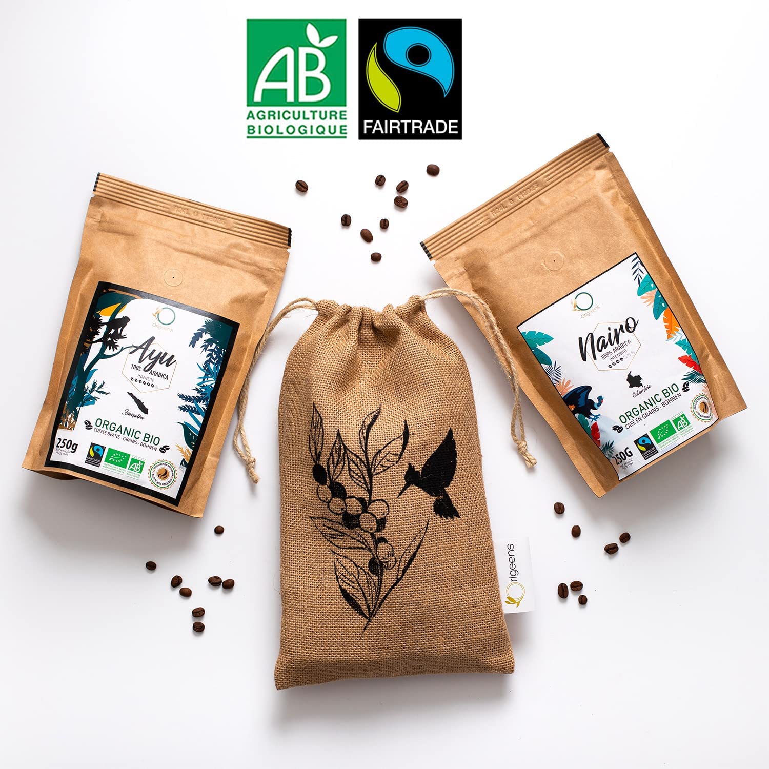 Assortiment café en grain équitable bio