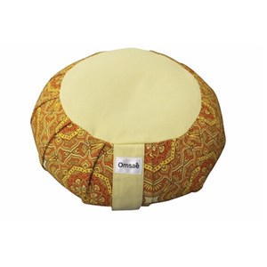 Zafu en sarrasin imprimé mandala jaune