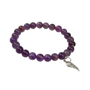 Bracelet perles améthyste & aile d'ange