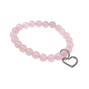 Bracelet perles quartz rose & coeur