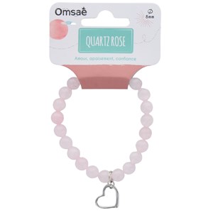 Bracelet perles quartz rose & coeur