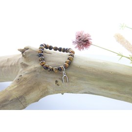 Bracelet perles oeil de tigre & chance