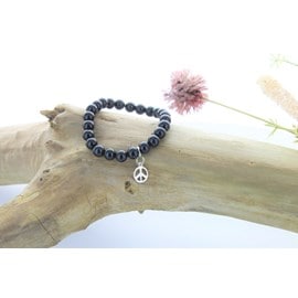 Bracelet perles onyx & paix