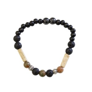 Bracelet perles lave jaspe hématite