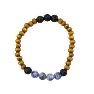 Bracelet perles bois sodalite lave