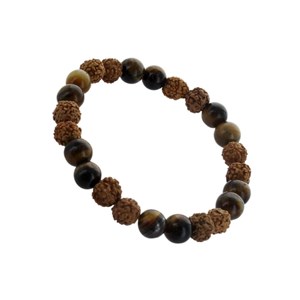 Bracelet perles oeil de tigre rudraksha
