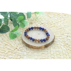 Bracelet perles lapis lazuli & rudraksha