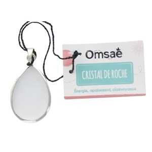Pendentif goutte cristal de roche argent