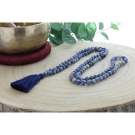 Mala en quartz bleu 108 perles