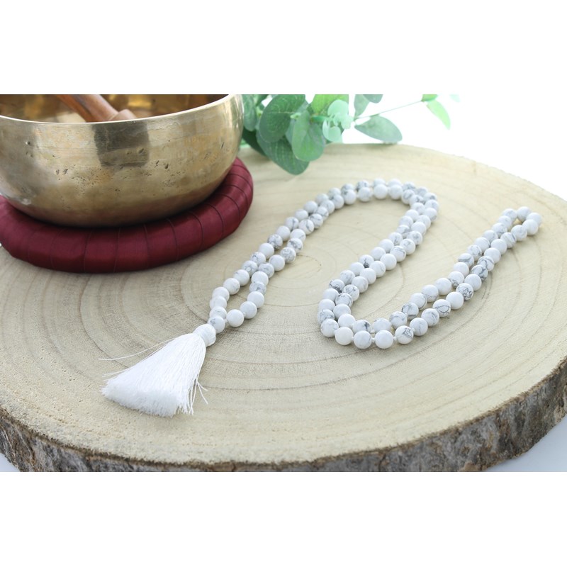 Omsaé - Mala en howlite blanche 108 perles
