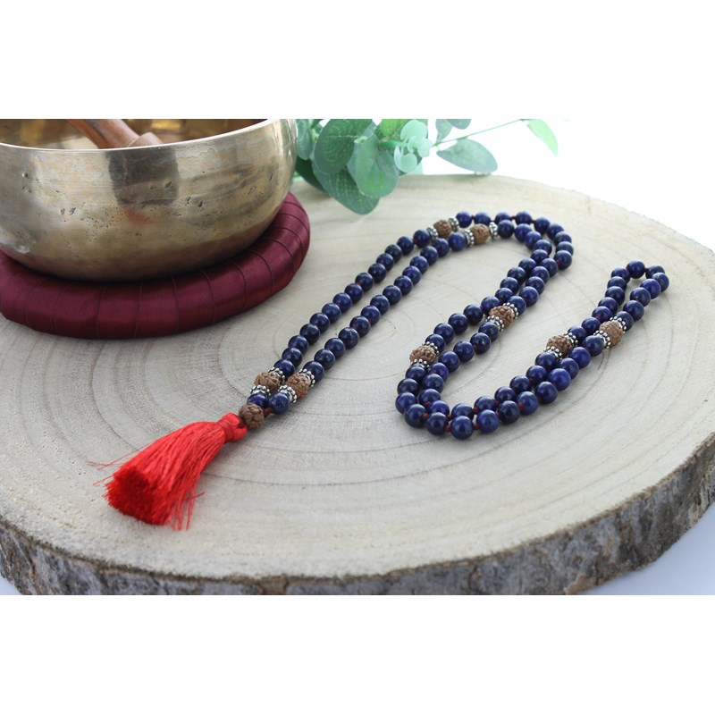 Omsaé - Mala lapis lazuli rudraksha 108 perles