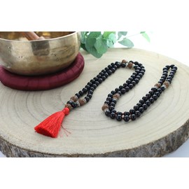 Mala obsidienne rudraksha 108 perles