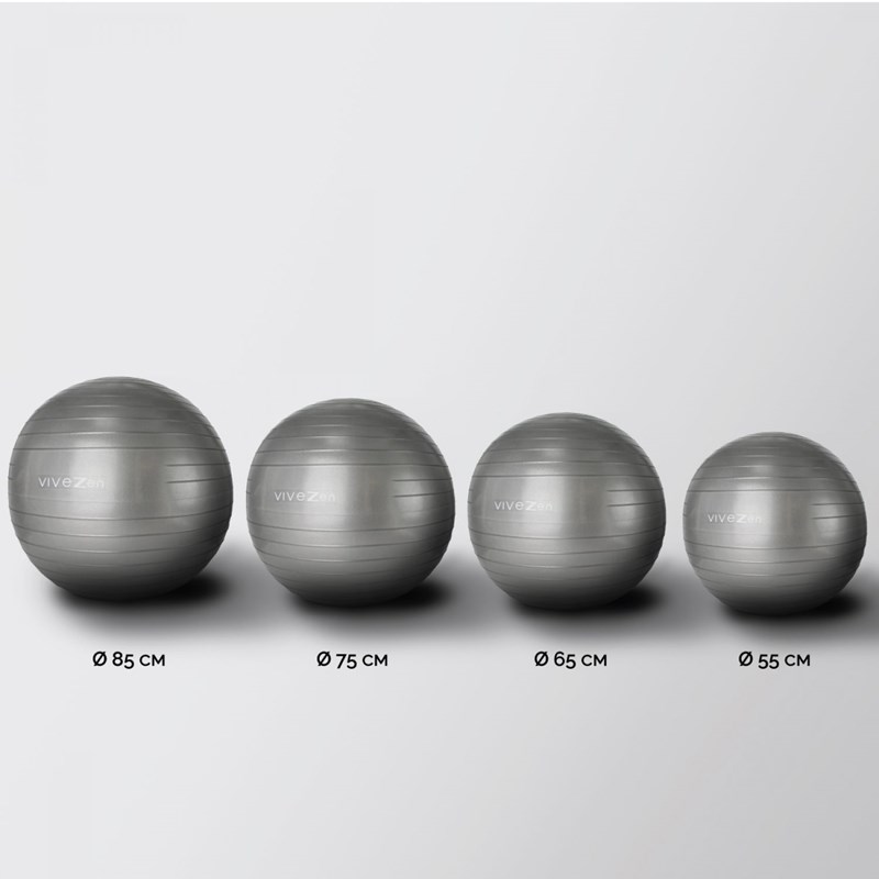 Ballon de yoga - 85 cm - gris (Vivezen) - Image 4
