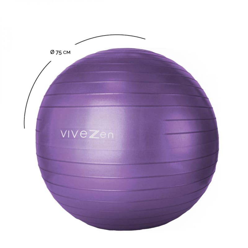 Ballon de yoga - 75 cm - violet (Vivezen) - Image 1