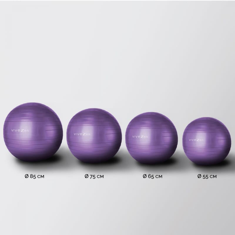 Ballon de yoga - 75 cm - violet (Vivezen) - Image 3