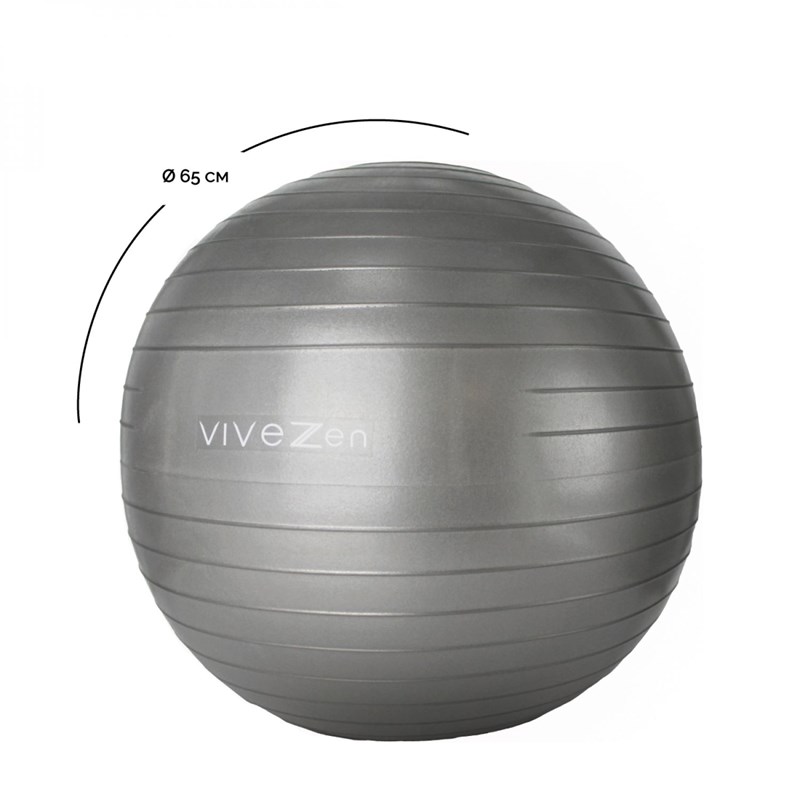 Ballon de yoga - 65 cm - gris (Vivezen) - Image 2