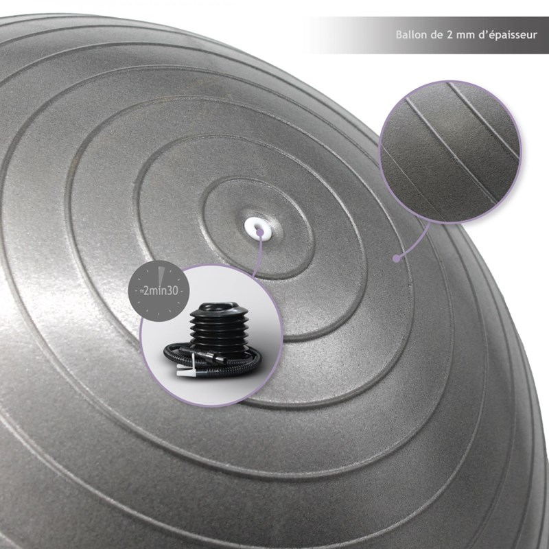 Ballon de yoga - 65 cm - gris (Vivezen) - Image 3