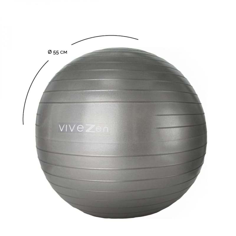Ballon de yoga - 55 cm - gris (Vivezen) - Image 1