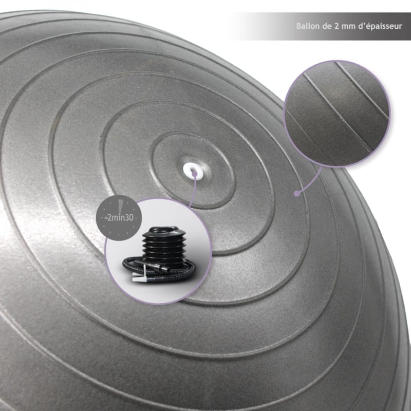 Ballon de yoga - 55 cm - gris (Vivezen) - Image 2