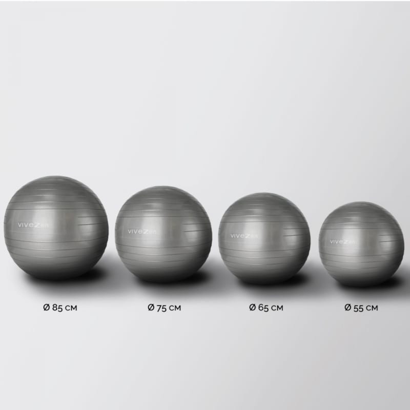 Ballon de yoga - 55 cm - gris (Vivezen) - Image 3