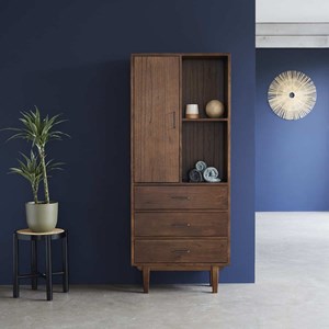 Table de chevet bois acajou cannage