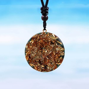 Collier pendentif orgone yoga malachite