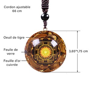 Pendentif orgone yoga œil de tigre