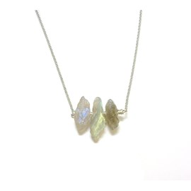 Collier pierres brutes labradorite argen