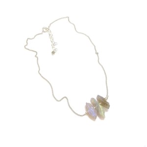 Collier pierres brutes labradorite argen